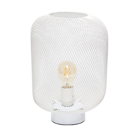 Simple Designs White Metal Mesh Industrial Table Lamp LT1072-WHT
